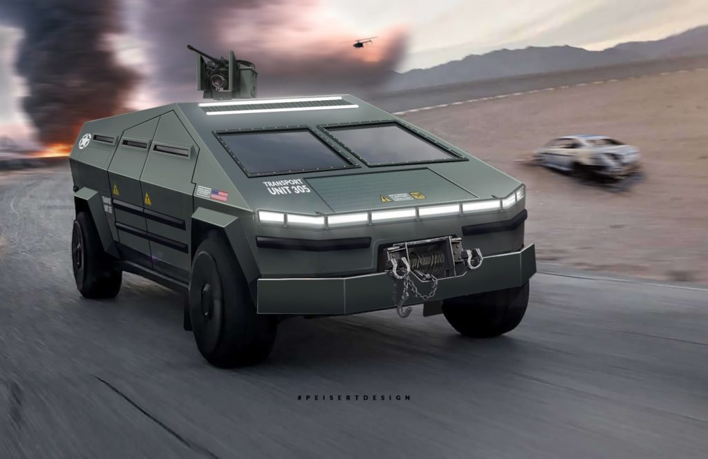 Military Tesla Cybertruck Combat Vehicle Electric Future